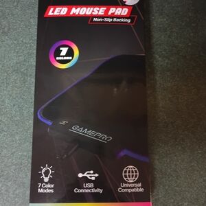 Large GamePro LED Mouse Pad in Black with RGB Accent 13 x 10